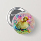 Eendje in Waterverf Ronde Button 5,7 Cm (Voorkant /achterkant)