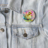 Eendje in Waterverf Ronde Button 5,7 Cm (In situ)