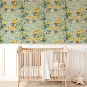 Eendje Kuikens en Lisdodde Babykamer Behang