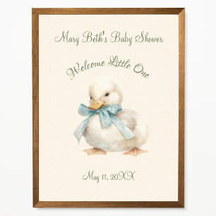 Eendje met lint babyshower welkomstbord poster
