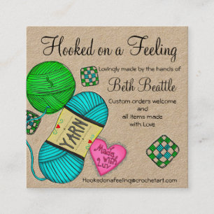 Eendraadsgaren/haakwerk/Visitekaartjes Vierkante Visitekaartje