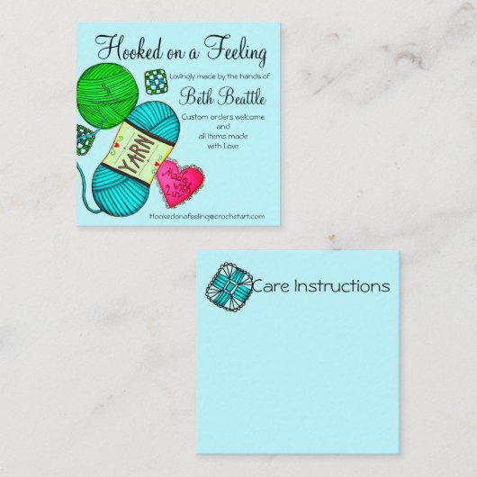 Eendraadsgaren/haakwerk/Visitekaartjes Vierkante Visitekaartje (Voorkant / Achterkant)