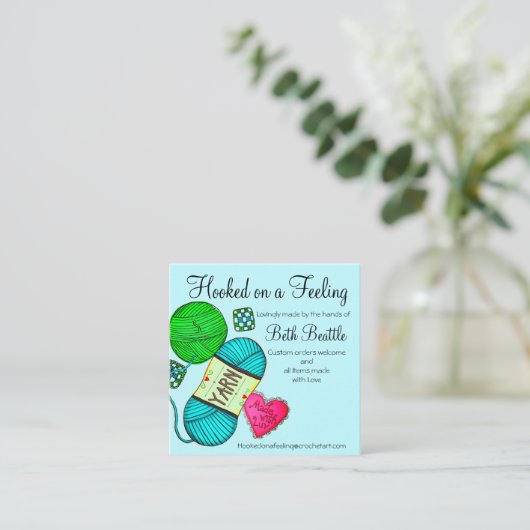 Eendraadsgaren/haakwerk/Visitekaartjes Vierkante Visitekaartje (Staand voorkant)