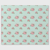 Eenduiblauwe flora cadeaupapier (Vlak)