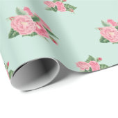 Eenduiblauwe flora cadeaupapier (Rol Hoek)