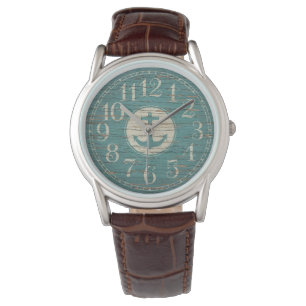 Eenduidig decoratief hout met anker horloge