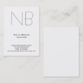 Eenduidig eenvoudig wit monogram visitekaartje (Voorkant / Achterkant)