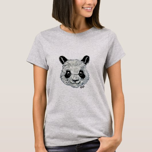Eenduidig handgeschilderd Panda Art Women's T-shir T-shirt (Voorkant)