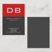 Eenduidig rood grijs monogram van verticale kwalit visitekaartje (Voorkant / Achterkant)