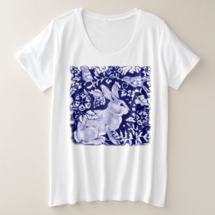 Eenduidig vogelbos van donkerblauwe konijn grote maat t-shirt