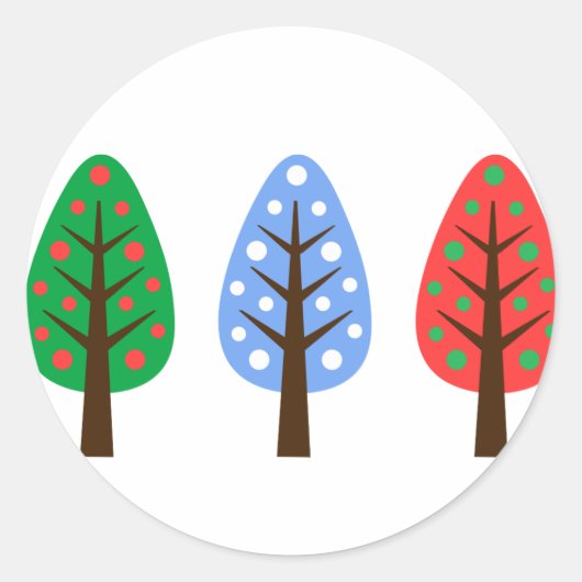 Eenduidige kerstbomen groene blauwe rode sticker (Voorkant)