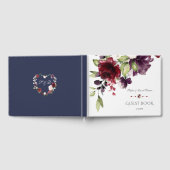 Eenduidige Paarse Waterverf bloemen bruiloft Gastenboek (Volledig)