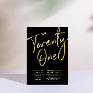 Eenentwintig Black & Gold Chic 21ste verjaardags Kaart