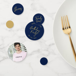 Eenentwintig Goud & Marine Modern 21e Verjaardagsf Confetti
