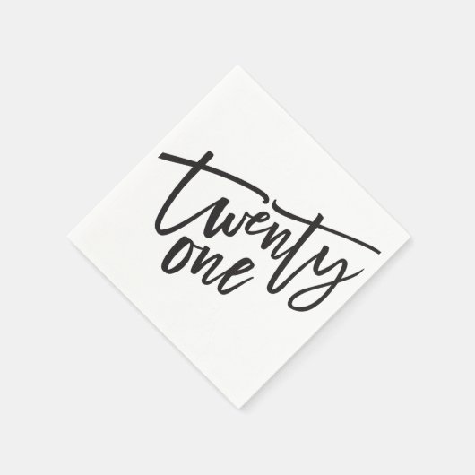 EENENTWINTIG moderne script zwart wit 21e Servet (Hoek)