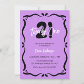 Eenentwintig Paarse zwarte elegante chique 21e ver Kaart (Voorkant)