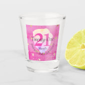 Eenentwintig  Roos roze  verjaardag Shot Glas (Voorkant)