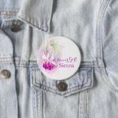 Eénfachsia flower girl bruiloft pen / knop ronde button 7,6 cm (In situ)