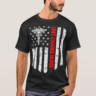 Eenheid Charge Nurse American Flag RN Registered N T-shirt