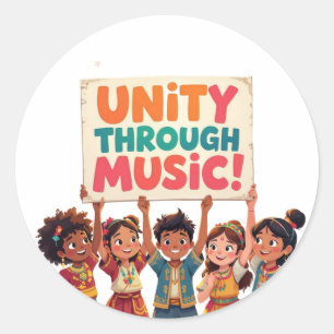 Eenheid door muziek ronde sticker
