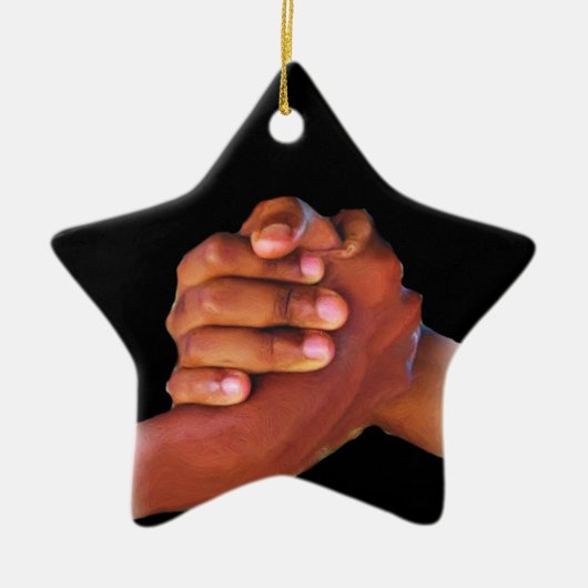Eenheid en liefde, hand in hand_ keramisch ornament (Voorkant)