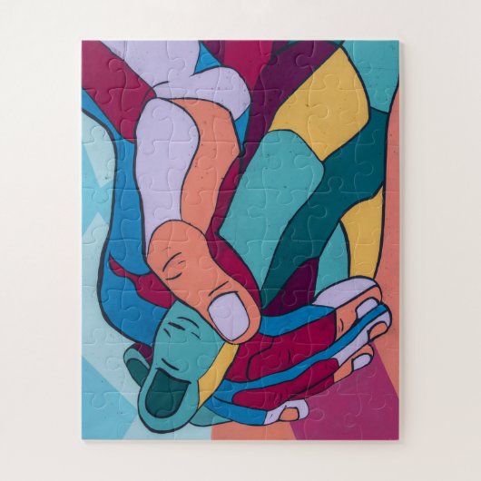 Eenheid in diversiteit houdt handen puzzel vast. (Verticaal)