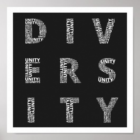 Eenheid in diversity Black en White poster (Voorkant)