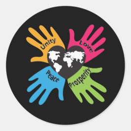 Eenheid, liefde, vrede, welvaart ronde sticker