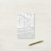 Eenheid na het oppompen van zwarte en witte olie post-it® notes (Op bureau)