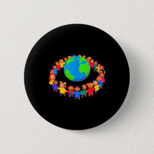 Eenheid over de hele wereld - Kinder handen houden Ronde Button 5,7 Cm