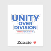 Eenheid over Divisie - Harris Walz 2024 Sticker (Vel)