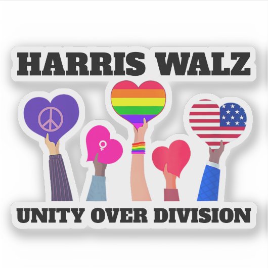 Eenheid over divisie Kamala Harris Tim Walz Sticker (Voorkant)