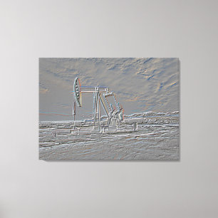 Eenheid voor oliepompen (pompboor) (in reliëf gem canvas afdruk