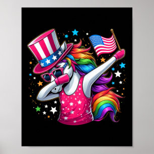 eenhoorn 4th of juli oom sam meisjes amerikaanse v poster