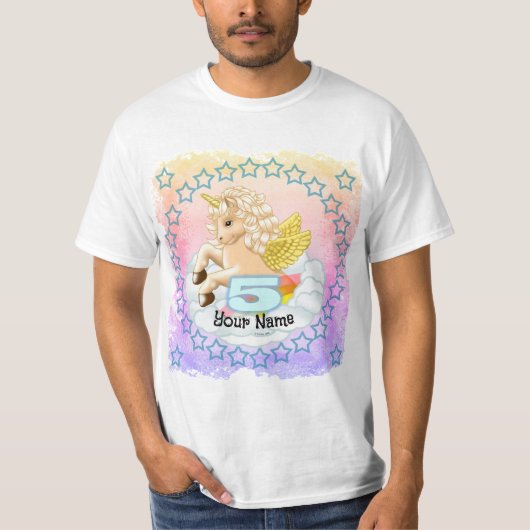 Eenhoorn 5 jaar oude verjaardag T-shirts (Voorkant)