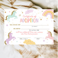 Eenhoorn Adoption Magische Verjaardag Certificaat