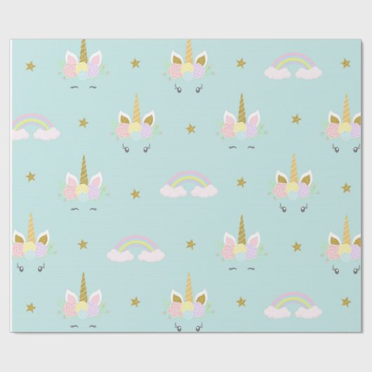 Eenhoorn Baby shower Gift Wrap papier (Vlak)