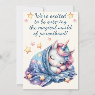 Eenhoorn-baby shower invoeren uit ouderschap kaart