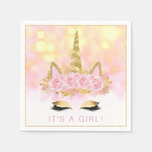Eenhoorn Baby Shower Servetjes Roze Goud Eenhoorn Servet