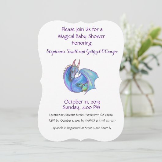 Eenhoorn Baby shower Uitnodiging Rainbow Custom Pi (Staand voorkant)