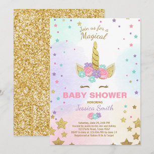 Eenhoorn Baby shower Uitnodiging Roze Goud Magisch