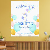 Eenhoorn ballon regenboog gradiënt verjaardagsfees canvas afdruk (Insitu (Woonkamer))