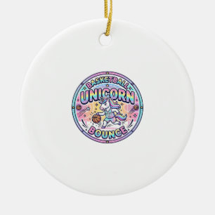 Eenhoorn Basketbal Eenhoorn Stuiteren Grappig Shir Keramisch Ornament