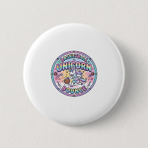 Eenhoorn Basketbal Eenhoorn Stuiteren Grappig Shir Ronde Button 5,7 Cm