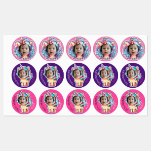 eenhoorn BEWERKBARE foto cupcake toppers stickers