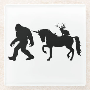 Eenhoorn, Bigfoot, Jackalope Glazen Onderzetter