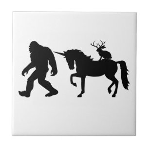 Eenhoorn, Bigfoot, Jackalope Tegeltje