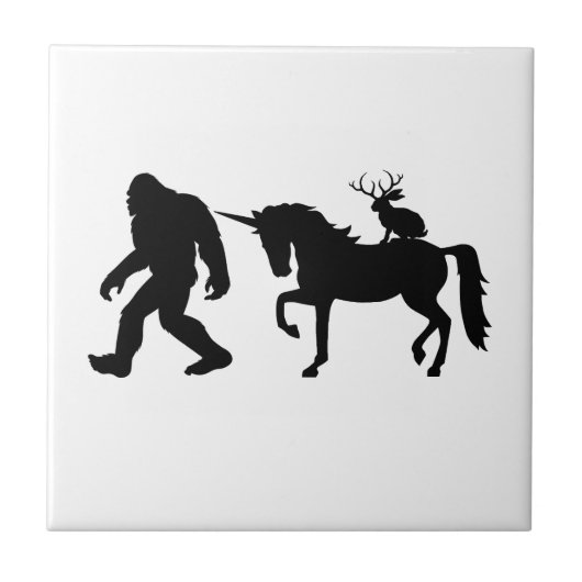 Eenhoorn, Bigfoot, Jackalope Tegeltje (Voorkant)