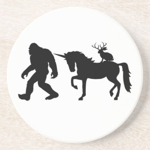 Eenhoorn, Bigfoot, Jackalope Zandsteen Onderzetter