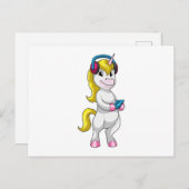 Eenhoorn bij Luister naar muziek met hoofdtelefoon Briefkaart (Voorkant / Achterkant)